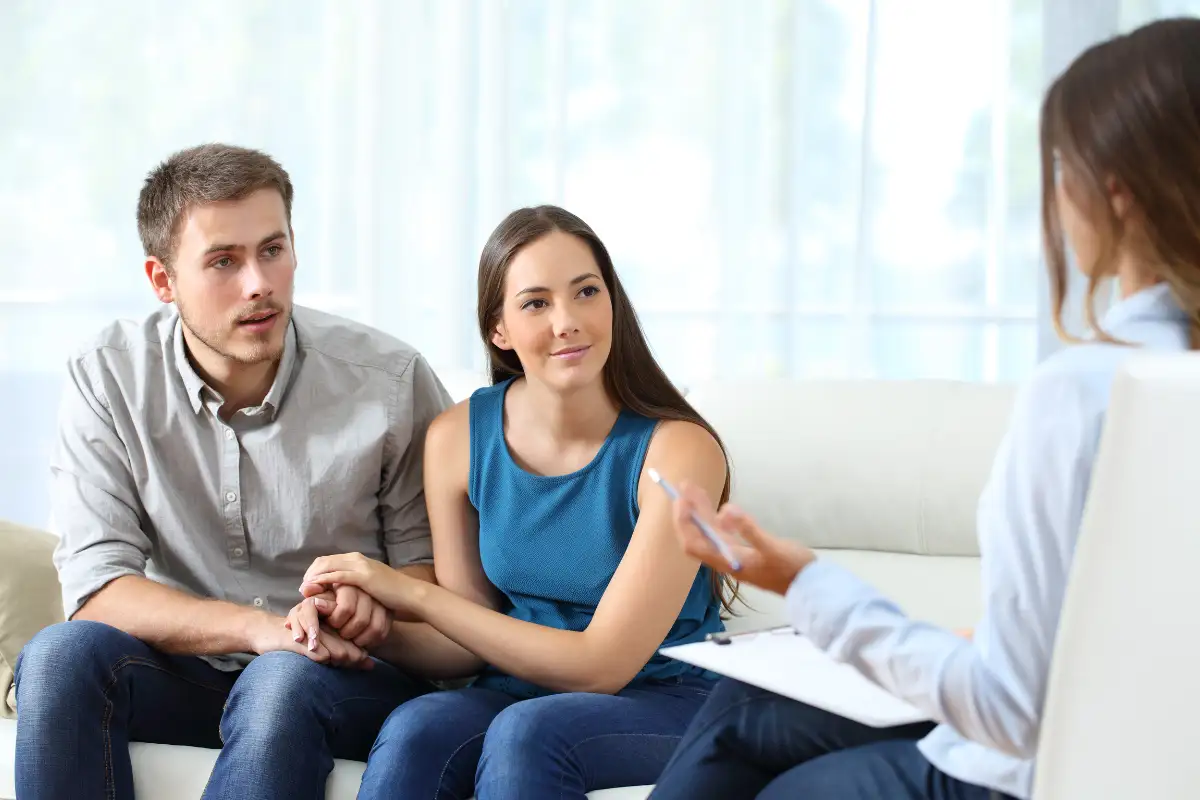 a couple during counseling at Luxury Southern California Couples Rehab