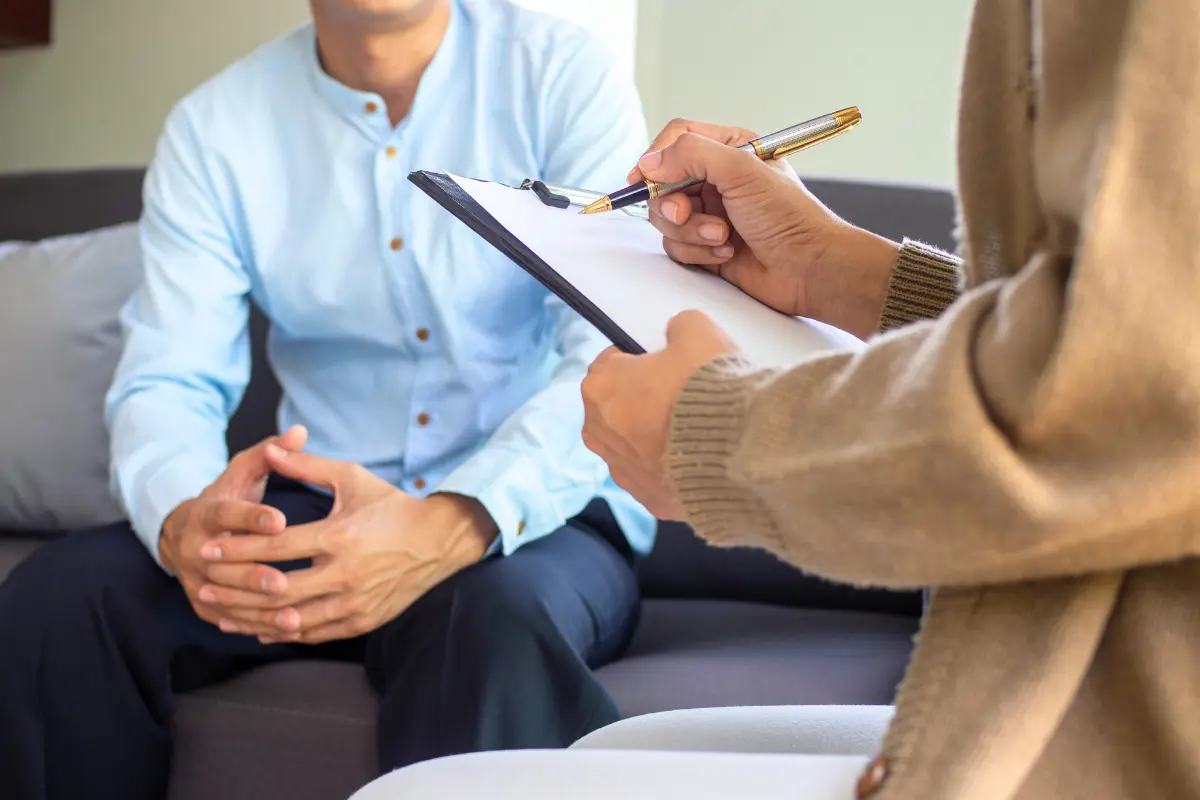 a man during counseling at Luxury Southern Alcohol Rehab