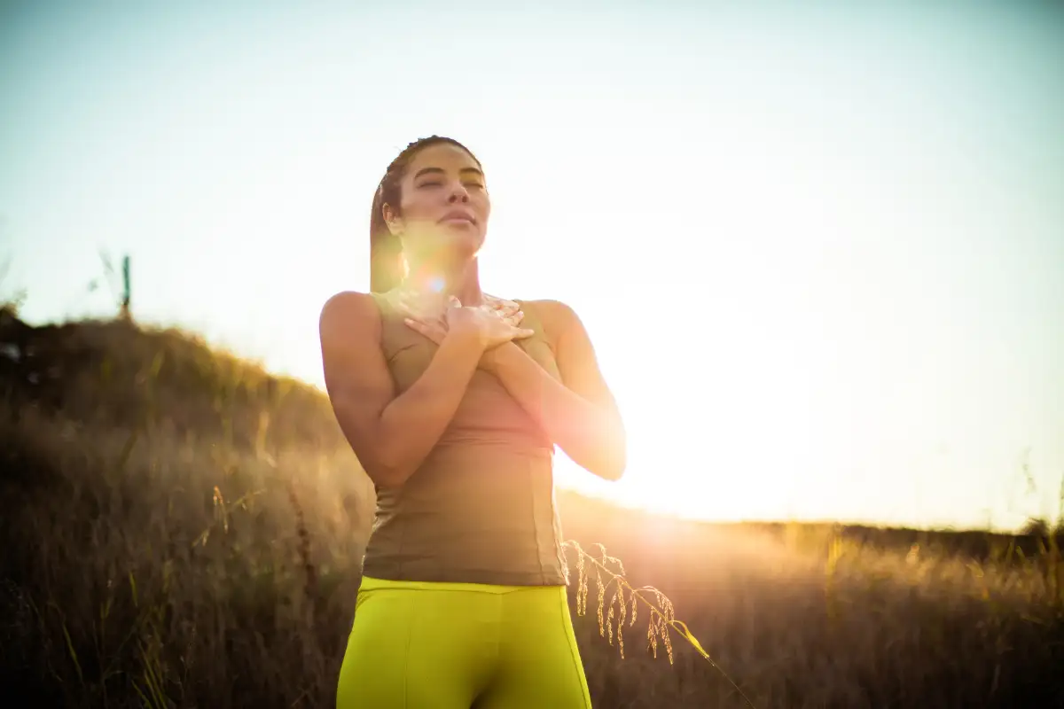 woman practicing breathworks